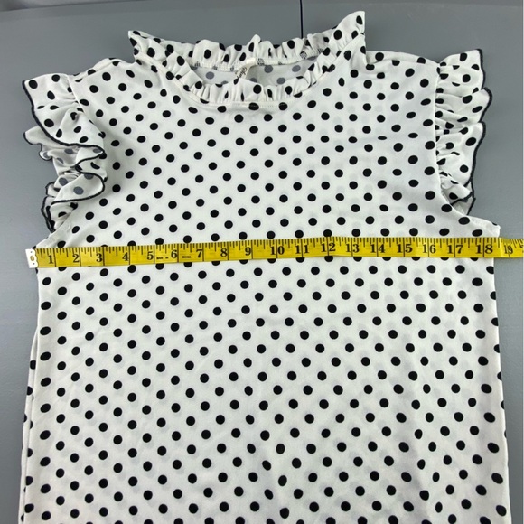 Simply Irresistible white with black polka dot ruffled edge sleeveless top, Med - Picture 7 of 10